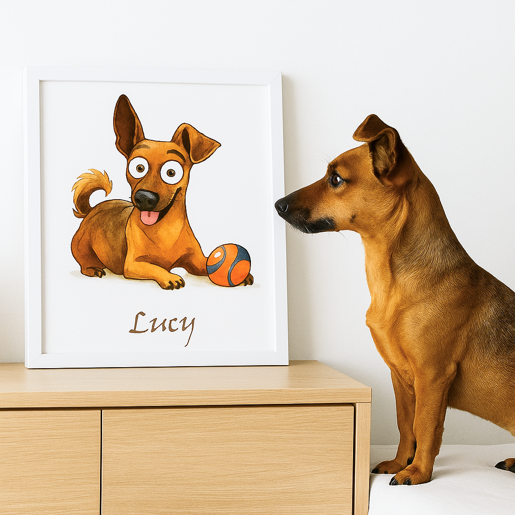 Custom Pet Portrait - Funny Style (Poster Frame)
