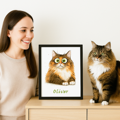Custom Pet Portrait - Funny Style (Poster Frame)