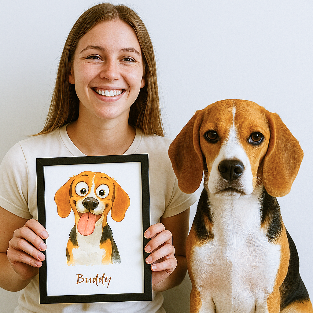 Custom Pet Portrait - Funny Style (Poster Frame)