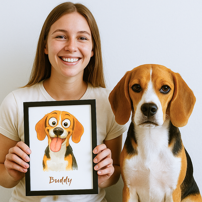 Custom Pet Portrait - Funny Style (Poster Frame)