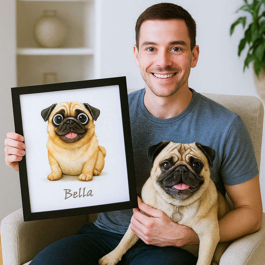 Custom Pet Portrait - Funny Style (Poster Frame)